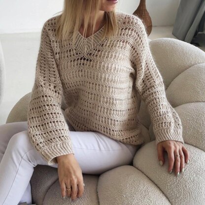 Crochet V-neck sweater