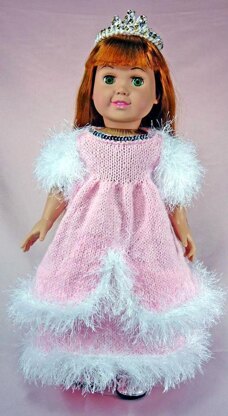 Winter Princess Dress, Knitting Patterns fit American Girl and other 18-Inch Dolls