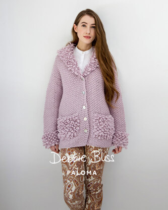 "Loop Stitch Jacket" - Jacket Knitting Pattern For Women in Debbie Bliss Paloma - DB039