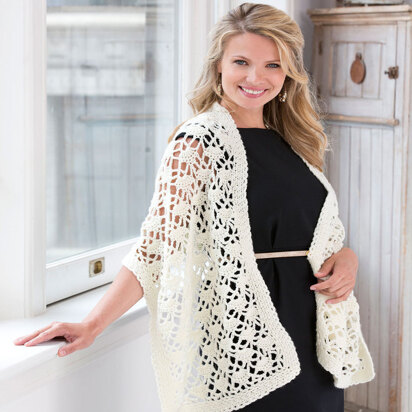 Crochet Lacy Wrap in Red Heart Designer Sport - LW3245 - Downloadable PDF