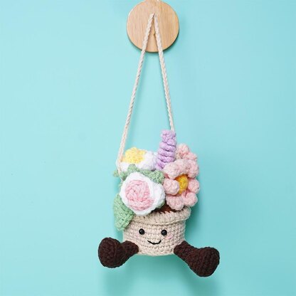 Smiling Colorful Flower Basket Car Hanging