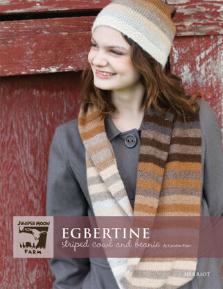 Egbertine Striped Cowl and Beanie in Juniper Moon Farm Herriot