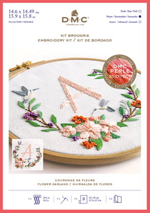 DMC Flower Garland Kit - Large Printed Embroidery Kit