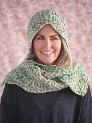 Wintergreen Hooded Scarf in Berroco Ultra Wool Handpaint & Berroco Aerial PDF