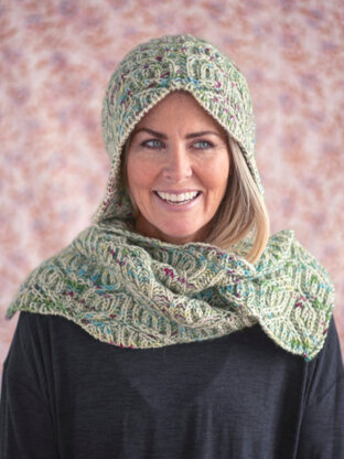 Wintergreen Hooded Scarf in Berroco Ultra Wool Handpaint & Berroco Aerial - Downloadable PDF