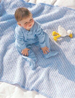 Favorite Blue/White Blanket in Bernat Softee Baby Solids