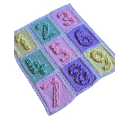 Numbers Squares Baby Blanket Knitting Pattern