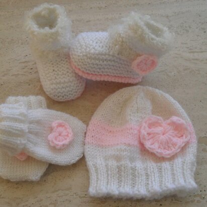 Baby Love Hearts Girl Boots Set