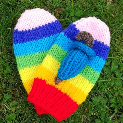 'I Can Sing a Rainbow' Mittens - knitting pattern
