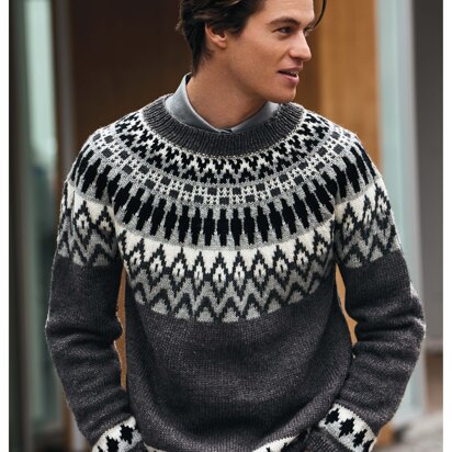 Fair Isle Sweater in Rico Essentials Soft Merino Aran - 649 - Downloadable PDF