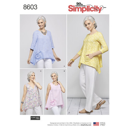 Simplicity 8603 Women's Pullover Tops by Elaine Heigl - Paper Pattern, Size A (XS-S-M-L-XL)