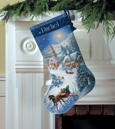 Dimensions Counted Cross Stitch Kit: Stocking: Dusk Sleigh Ride - 41cm (16in)
