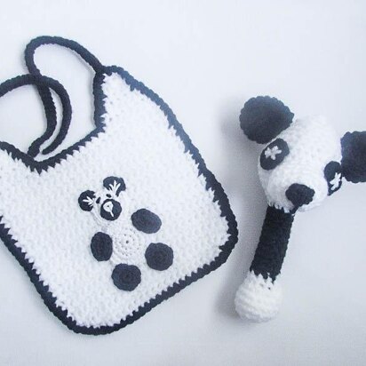 Panda Baby Bib and Rattle