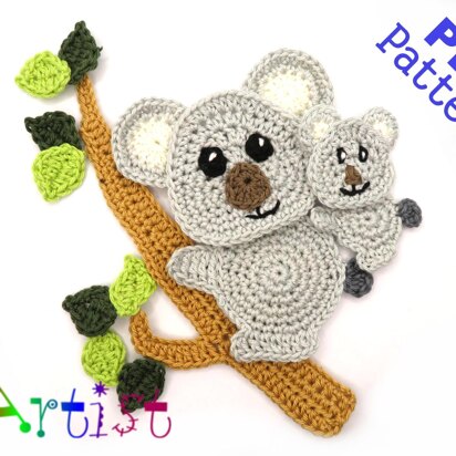 Crochet Pattern - Instant PDF Download - Koala Crochet Applique Pattern applique