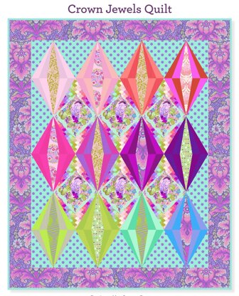 Tula Pink Parisville déjà vu Crown Jewels Quilt -  Downloadable PDF