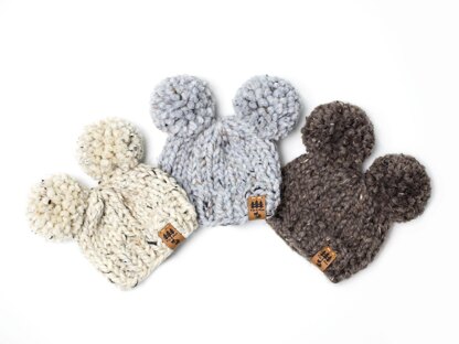 Little Ears Hat Two Pompom Hat Chunky Toque Winter Double