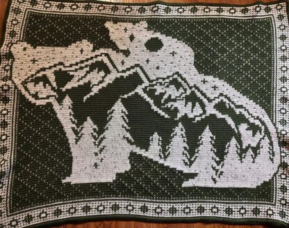 Wilderness Bears Reversible Mosaic Crochet Blanket