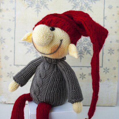 Elf Christmas doll knitted flat