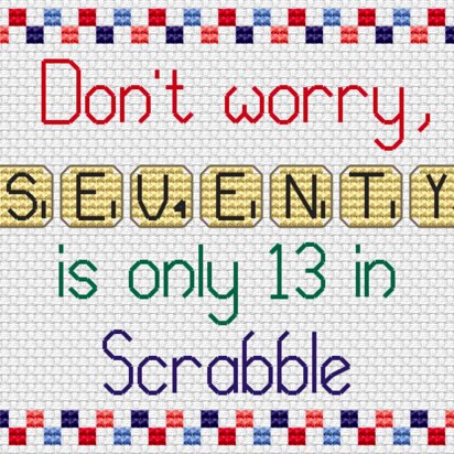 Scrabble 70 Cross Stitch PDF Pattern