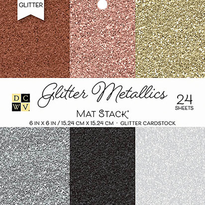American Crafts DCWV Single-Sided Cardstock Stack 6"X6" 24/Pkg - Glitter Metallics Solid, 6 Colors/4 Each