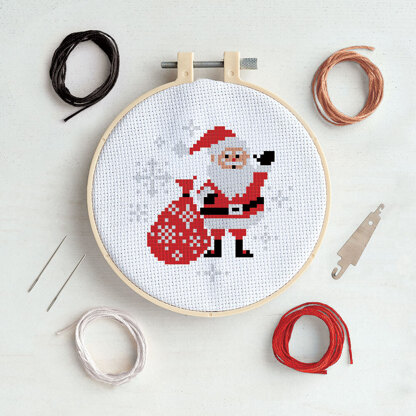 Simply Make Home Santa Cross Stitch Kit - 20x15x10cm