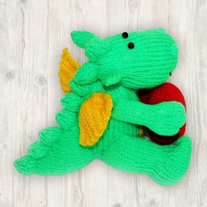 Denny Dragon Knitting Pattern, Knitted Dragon, Dinosaur Knitting Pattern