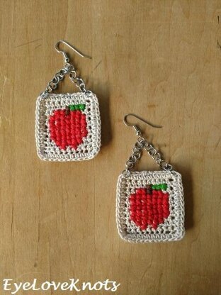 Cross Stitched Apple Earrings