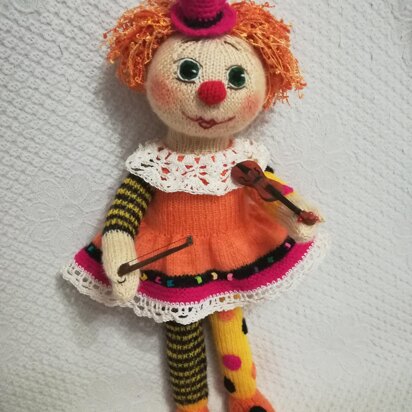 Knitting doll clown girl