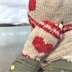 Hearts and stripes fingerless mitts, hat and scarf