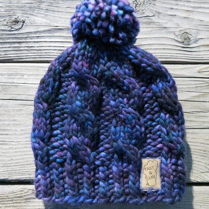 Super Bulky Cable Hat with Pom Pom