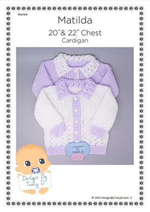 Matilda baby knitting pattern 20" & 22" chest size