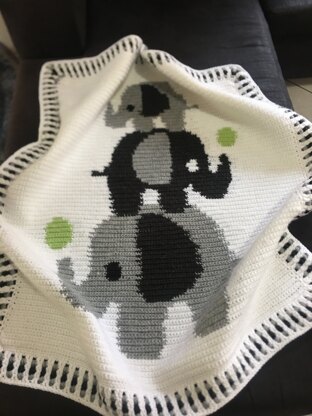 Three Elephants Baby Blanket