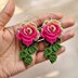 Crochet 3 d flower earrings