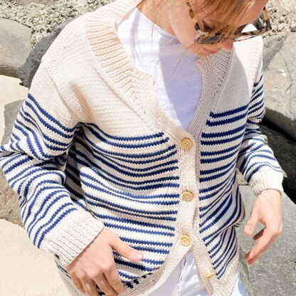 Coastal Striped Cardigan in Lion Brand 24/7 Cotton - M22141 TC - Downloadable PDF