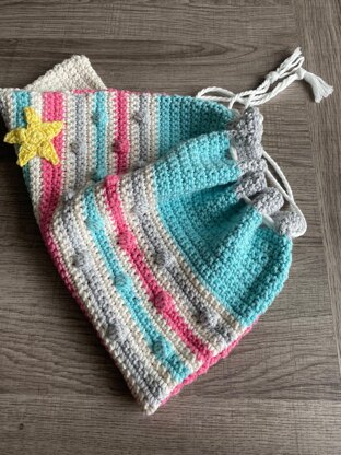 Child's Crochet Drawstring Bag