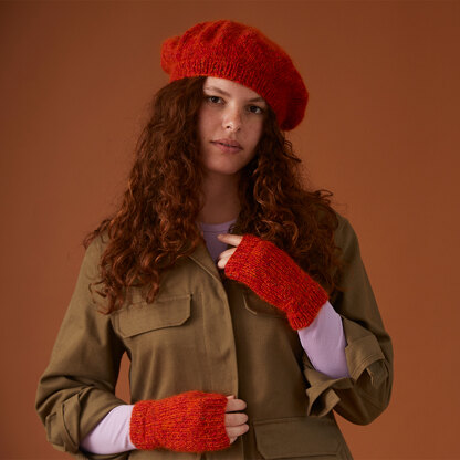 Nancy Beret & Hand Warmers - Knitting Pattern for Women in Debbie Bliss Fine Donegal & Angel