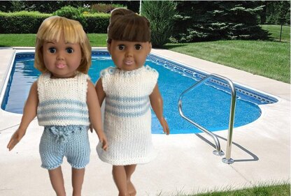 Cool By The Pool, Knitting Patterns fit American Girl and other 18-Inch Dolls - Immediate Download - PDF
