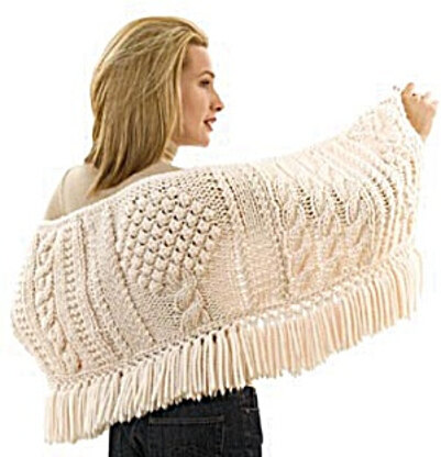 Knit Bobbled Tree Wrap in Lion Brand Wool-Ease Thick & Quick - 50000