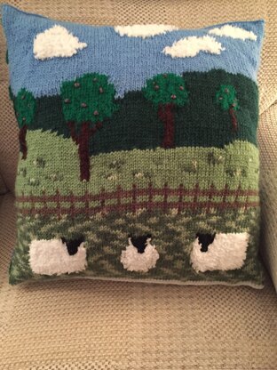 Sheep in the countryside cushion