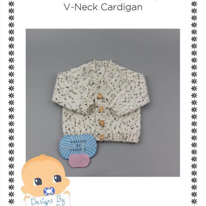 Lennon V neck cardigan baby kitting pattern 0-12mths