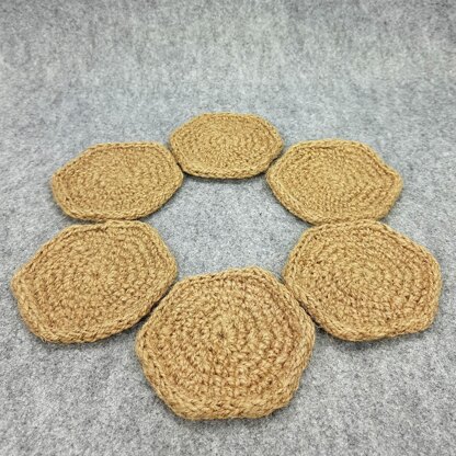 Jute hexagon coasters, 3 sizes