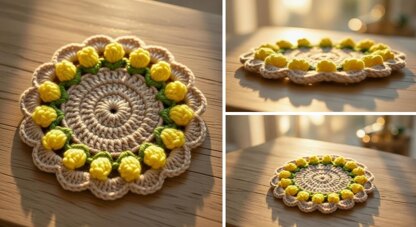 Crochet Round Coaster Pattern PDF + Video Tutorial – Easy Beginner Crochet Table Decor