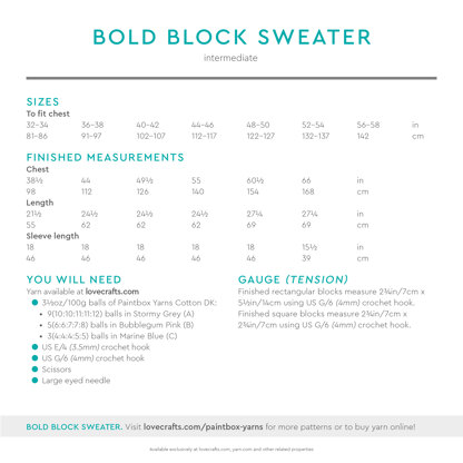 Paintbox Yarns Bold Block Sweater PDF (Free)