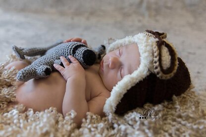 Newborn Aviator Hat and Plane Plush