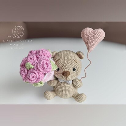 Teddy bear with bouquet - Valentine's gift