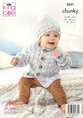 Sweater, Jacket, Hat & Blankets Knitted in King Cole Cheeky Chunky - 5621 - Downloadable PDF