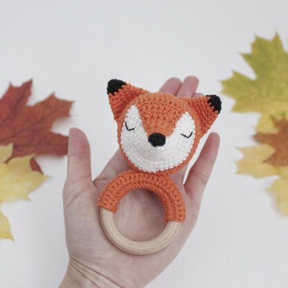 Crochet fox pattern rattle toy Amigurumi pattern baby teether