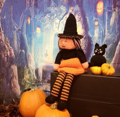 Priscilla the Pumpkin Witch & Pudding the Cat