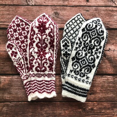 Flowers and Forests Selbu Mittens - knitting pattern