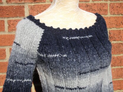 Ribbed Sweater with Wide Scoop Neck